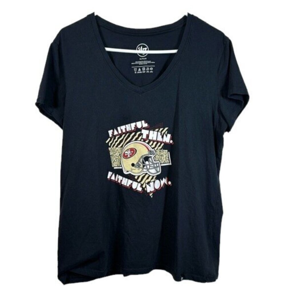 Women's San Francisco 49ers ‘47 Black V-Neck Pullover Shirt Size XL #0452-LA